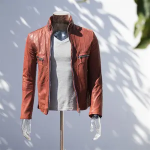 Men's Causal Leather Top Custom Logo Premium Quality Leather Jacket Factory Direct Ship