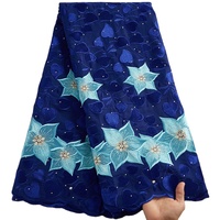 Tissu en dentelle africaine bleu nigérian, dentelle suisse en voile, tissu brodé en voile, tissus suisses pour robes, textiles 2511