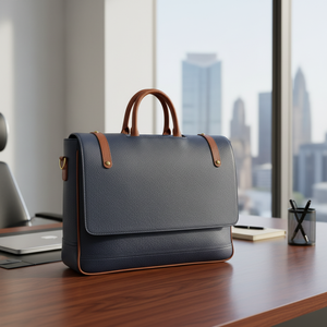 Sac pour ordinateur portable en cuir de vachette grainé, écologique, poli, tendance - Product Image 1