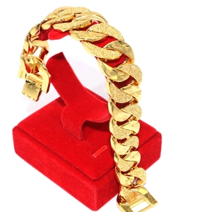 Pulsera de eslabones de muñeca clásica con relleno de oro amarillo de 18 quilates, pulsera gruesa pesada de <span class=keywords><strong>20cm</strong></span> de largo para hombres y mujeres, regalo perfecto de estilo moderno - Product Image 5