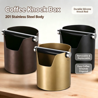 Bac à café et boîte à marc de café en acier inoxydable, design cylindrique moderne et durable