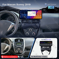 Aijia 12.3" Cadre d'autoradio avec lecteur vidéo, autoradio Android, pièces de véhicule, kit de mise à niveau de l'écran intérieur pour NISSAN 2019 SUNNY