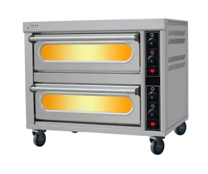 High Efficient Commercial Baking Shop Equipment Cake Bread Bakery Double Deck Oven Price,Pizza Electric 2 Layers 2 Trays