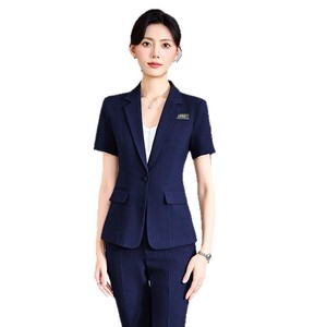 Gray Business Suit Set For Women Summer Thin Style Formal Wear Restaurant Bar Uniforms Polyester Woven Material - Product Image 5