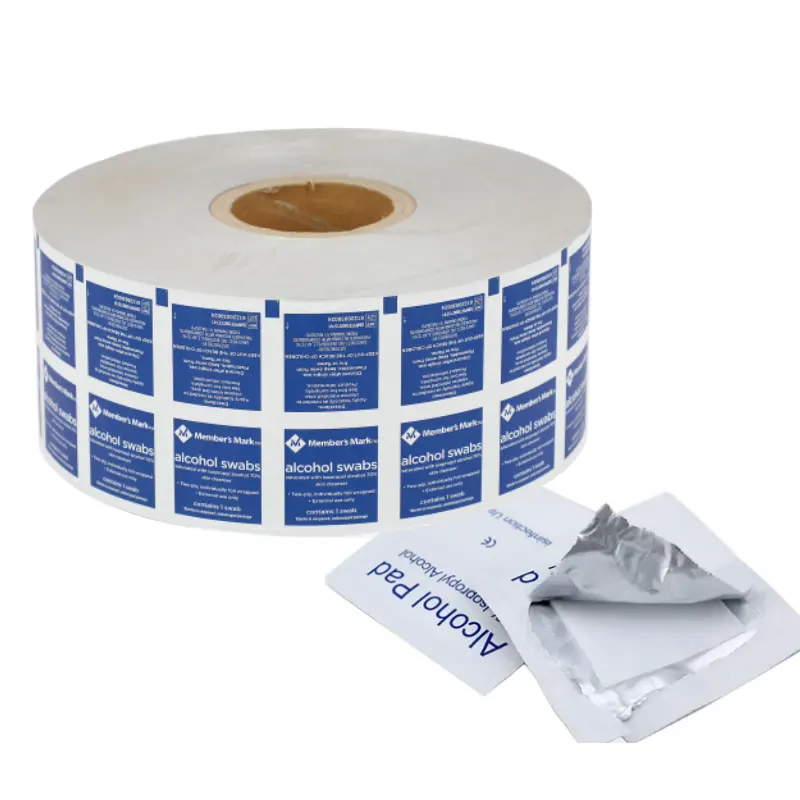 Embalagem de almofada de álcool preço de fábrica filme laminado rolo de papel flexível para embalagem de filme folha de alumínio
