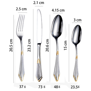 Juego de Cubiertos de Acero Inoxidable de Alta Calidad con Acabado en Oro Real, Tenedor, Cuchara, Cuchillo y Plato para Restaurante, Hotel, Fiesta - Product Image 3