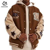 Veste de baseball universitaire pour homme en cuir noir avec logo personnalisé, broderie, insignes chenille et écussons, style Letterman