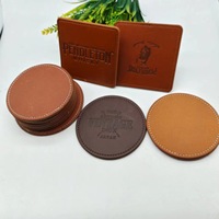 Sous-verres ronds en cuir PU imperméable personnalisés avec logo imprimé UV pour bar et restaurant