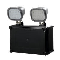 Lumière d'urgence LED IP65 à double projecteur avec batterie de secours de 3 heures, double indicateur pour montage mural/plafond