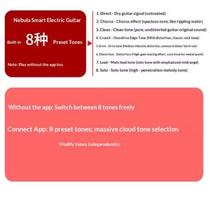 Guitarra Eléctrica Inteligente Natasha Nebula de 6 Cuerdas con Efecto de Sonido Incorporado, Acabado Mate de Fibra de Carbono, Modelo para Principiantes, 22 Trastes Activos - Product Image 2