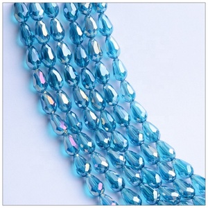 Fabricación de cuentas de lágrima de cristal estéreo facetado a granel, venta al por mayor, cuentas de cristal de gota de agua con agujeros rectos para colgante de cortinas - Product Image 1