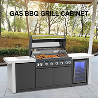 #304 aço inoxidável porta dupla geladeira churrasqueira Ilha Outdoor Kitchen Grill com geladeira