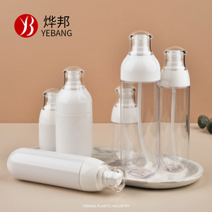 Transparent Fine Mist Spray <b>Bottle</b> 50ml Press <b>Pump</b> Cosmetic PETG Serum Dispenser Cylinder Shape White Lotion <b>Bottle</b> - Product Image 2