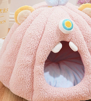 Nouveau Lit pour Chat en Peluche Chaud en Forme de Monstre d'Halloween, Nid de Sommeil Universel Lavable pour Quatre Saisons, Idéal pour Petits et Moyens Animaux