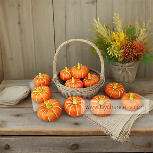 Muestras de Calabazas Artificiales Realistas en Miniatura para Decoración de Otoño Estilo Campestre, Bandeja Escalonada, Exhibición en Mesa de Cocina - Product Image 3
