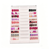Boîte de rangement portable en acrylique pour nail art avec compartiments anti-poussière pour capsules d'ongles et nuanciers