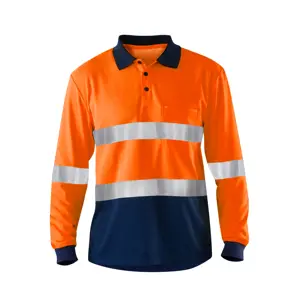 WP-01L Hi Vis kaus Polo kuning lengan panjang poliester pakaian kerja kemeja keselamatan kerja reflektif untuk pria