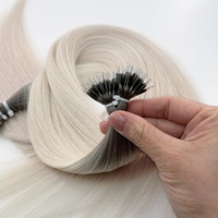 Extensiones de cabello humano con anillo nano y microcuentas prefabricadas de metal en stock al por mayor, extensiones completas de cabello