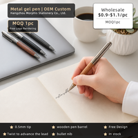 Pulpen Gel Hitam 0.5mm yang Dapat Disesuaikan dengan Desain Logam Emas Berpola Kayu dan Cetakan UV yang Dapat Dihapus untuk Penggunaan Kantor & Sekolah