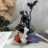 Figurine de gnome d'Halloween personnalisée en polyrésine, décoration de sorcière, squelette, citrouille, faite à la main, pour la maison et les fêtes