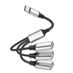Extensor de concentrador USB tipo C plateado nuevo tipo C a hembra <span class=keywords><strong>Y</strong></span> Splitter Cable OTG adaptador de transferencia convertidor portátil Multi Hub - Product Image 2
