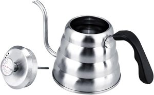 1200ML Stainless Steel Eco-Friendly Modern Cloud Moka Hand Brewed Coffee Drip Kettle Thermometer Gooseneck Mirror Polish <b>Silver</b> - Product Image 5