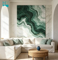 Panneau mural en PVC avec revêtement UV de qualité supérieure, design veiné de marbre vert émeraude, style océan grec, revêtement mural décoratif imperméable