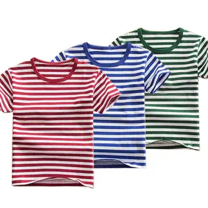 Camisetas listradas de algodão para crianças, 3, 5, 8, 10, 12 anos, branco, preto, camisetas de bebê