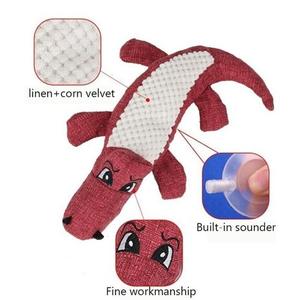 Juguetes sonoros para perros, juguetes para masticar para limpieza dental, juguetes de peluche con forma de cocodrilo, duraderos, ecológicos, interactivos, para romper rompecabezas y tirar. - Product Image 5