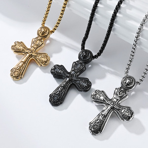 Gothic Cross <b>Titanium</b> Steel Pendant Unisex Necklace Stainless Steel Religious Charm Gift for Men and Women - Product Image 2