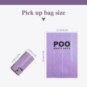 Sacs à déjections canines biodégradables violets anti-fuites, parfumés, imperméables avec LOGO GRATUIT, EPI/D2W+HDPE - Product Image 5