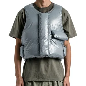 도매 주문 아래로 채워진 베개 누비질된 면 방수 크루 넥 조정가능한 호흡기 조끼 재킷