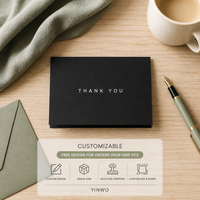 Carte de remerciement minimaliste noire mate personnalisée de haute qualité, logo personnalisé, forme personnalisée, OEM