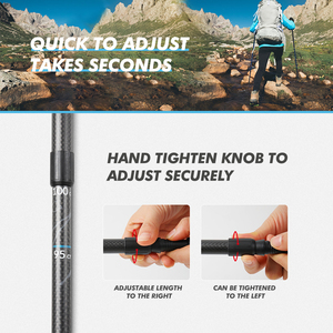 2pcs 맞춤형 휴대용 북유럽 2 섹션 alpenstock 3K 탄소 섬유 개폐식 텔레스코픽 노르딕 워킹 스틱 - Product Image 3