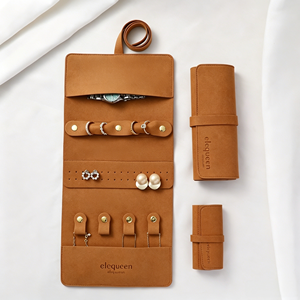 Pochette de voyage pliable en microfibre de luxe avec logo personnalisé pour bijoux, organiseur de bijoux pour bagues, colliers, boucles d'oreilles, bracelets - Product Image 1