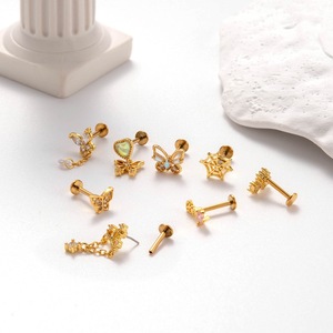 Gaby mới F136 cấy ghép lớp titan Khuyên dangle bướm <span class=keywords><strong>web</strong></span> Titan cơ thể đồ trang sức labret titan không có ren đồ trang sức - Product Image 5