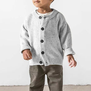 Automne enfants garçons tricoté Cardigan enfants couleur unie coton <span class=keywords><strong>manteau</strong></span> enfant en bas âge manches longues pull en tricot décontracté - Product Image 6