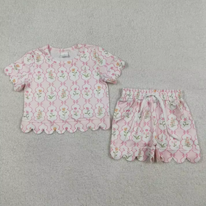 Conjunto de Ropa de Verano para Bebés Niñas, Camisa Caqui de Manga Corta y Pantalones Cortos de Spandex/Poliéster, Ecológico e Informal - Product Image 3