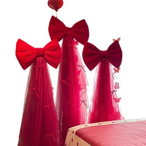 Lazo gigante de terciopelo rojo Magpie para decoración de pared en bodas, accesorios de tela para la habitación nupcial y fondo de sala de estar - Product Image 5