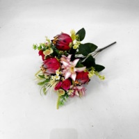 Karangan Bunga Duka Cita Buatan dari Kain dengan Protea, Bunga Peringatan untuk Makam & Rangkaian Pemakaman