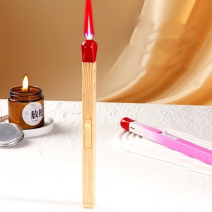 Sáng Tạo Windproof <span class=keywords><strong>Torch</strong></span> Lighter Red ngọn lửa que diêm hình dạng bơm lại nhẹ hơn - Product Image 3