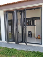 Porte coulissante pliante populaire pour balcon, véranda, bureau, cloison en verre insonorisée, porte accordéon