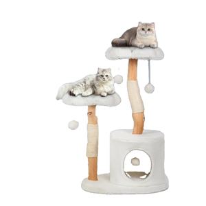 Tour de <span class=keywords><strong>chat</strong></span> luxueuse et esthétique, <span class=keywords><strong>arbre</strong></span> <span class=keywords><strong>à</strong></span> <span class=keywords><strong>chat</strong></span> d'intérieur mignon avec design floral en bois, griffoir moderne pour chats adultes et chatons, fabriqué en sisal - Product Image 1