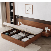 Ensemble de meubles de chambre à coucher modernes, lit en bois avec rangement, style nordique, lit en bois multifonctionnel tatami, lit king size