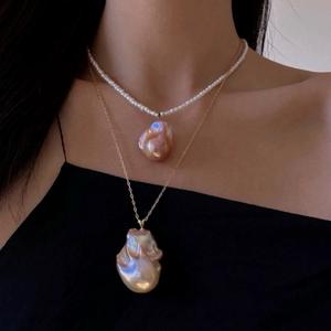 สร้อยคอไข่มุกน้ำจืดบาร็อคของผู้หญิงที่สง่างามสั้นธรรมชาติหรูหราและอเนกประสงค์พร้อมอุปกรณ์เสริมแฟชั่นที่แข็งแกร่งและเบา - Product Image 2