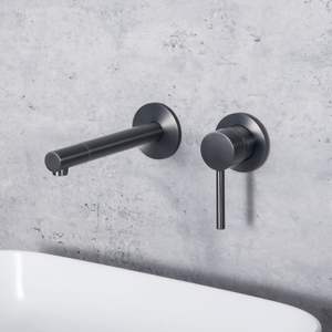 صنبور حوض نحاسي في الجدار مخفي للوجه مسدس ماء ساخن وبارد سلك رمادي رسم صف ذهبي مدمج لغسيل الوجه - Product Image 3