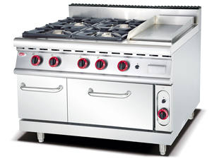 معدات مطبخ تجارية من الفولاذ المقاوم للصدأ، موقد طهي بأربعة مواقد يعمل بالغاز مع فرن SUA304، موقد متنقل يعمل بالغاز المسال/الغاز الطبيعي - Product Image 6