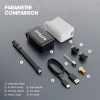 Pompe électrique portable haute pression A2mini 120 PSI avec logo personnalisé, mini gonfleur avec manomètre pour tubes de vélo de montagne, de route et de gravier