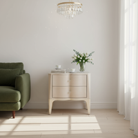 Chevets en bois massif de style moderne français, placage haut de gamme sur mesure, meubles de chambre et de salon, 2 tiroirs, design de panneau unique