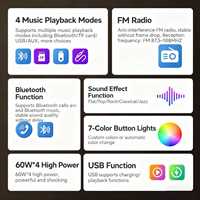 Lecteur MP3 pour voiture, écran LCD, 1 Din, autoradio universel, amplificateur haute puissance, BT 5.0, FM, AUX, 2 USB, contrôle par application, lumières colorées, 12V